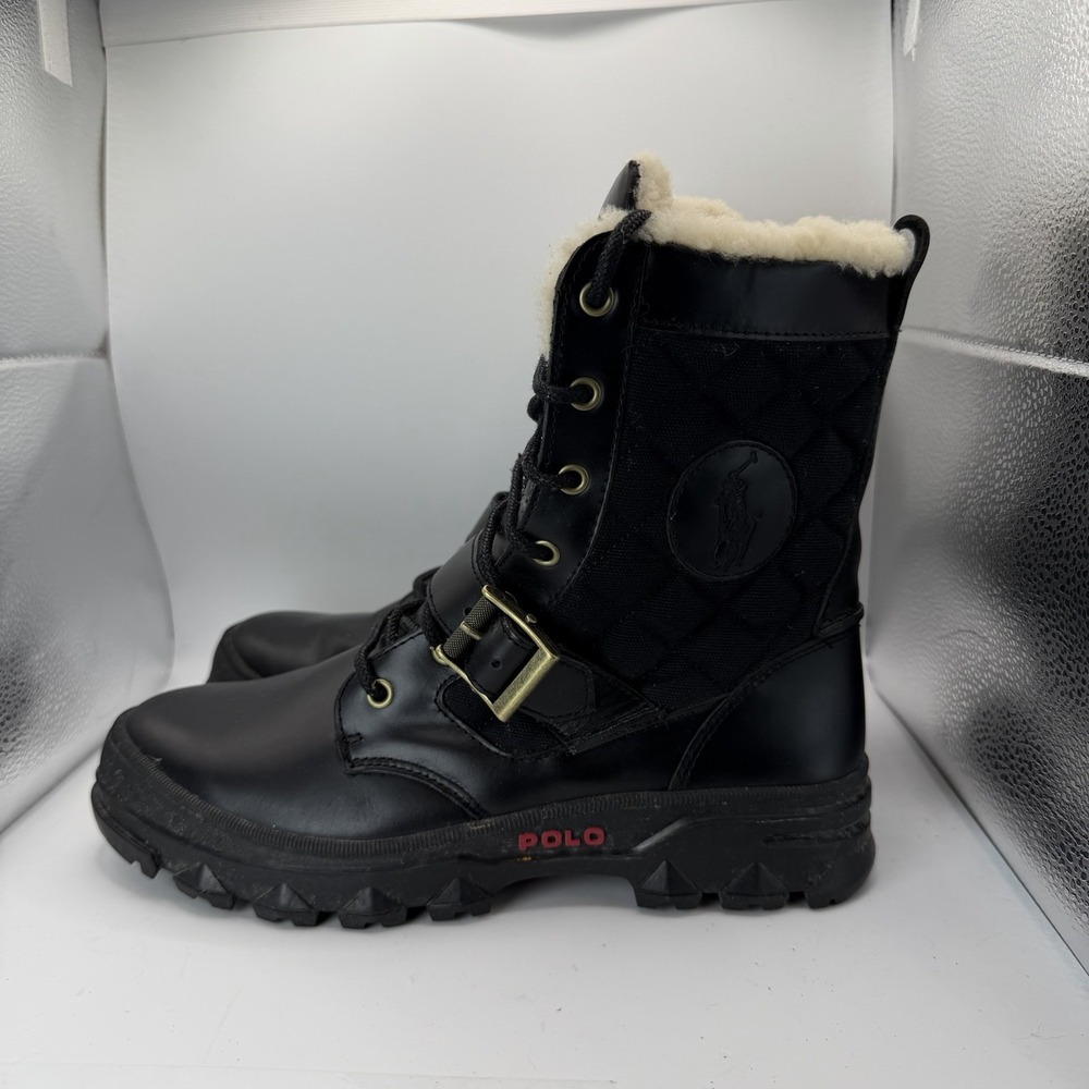 Polo Ralph Lauren Hayward Quilted Boots Shearling Upper Snow Buckle Men's 8.5 D